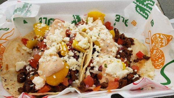 Steak and Mango house taco $4.00 each