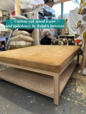 custom oak wood frame ottoman