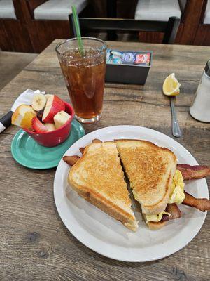 Mmm, bacon egg and cheese on toast!