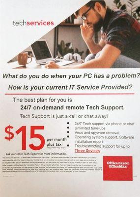 Great deal for only 50 cents a day  you can get Unlimited 24/7 tech support along with Virus Removal and Troubleshooting for up to 3 devices