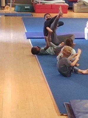 Preschool gymnastics class.