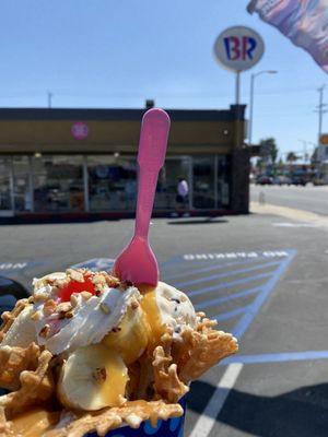 Banana Royal in a waffle bowl.