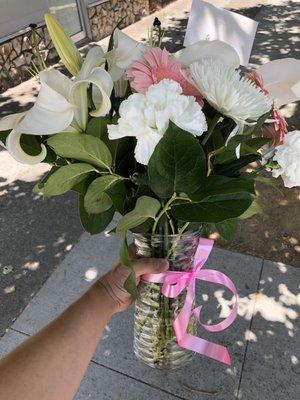 Bouquet of flowers for a condolence.