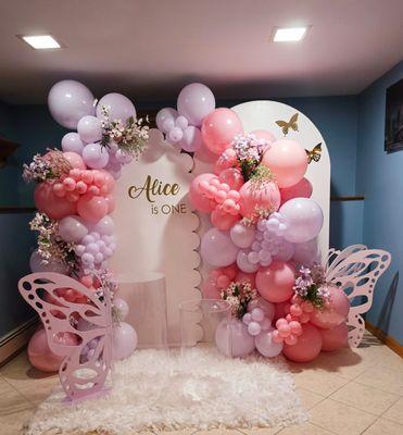 Floral and Butterfly Birthday Balloon Decor