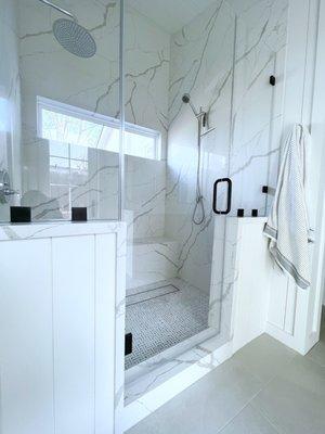 11-12 foot shower walls of quartz