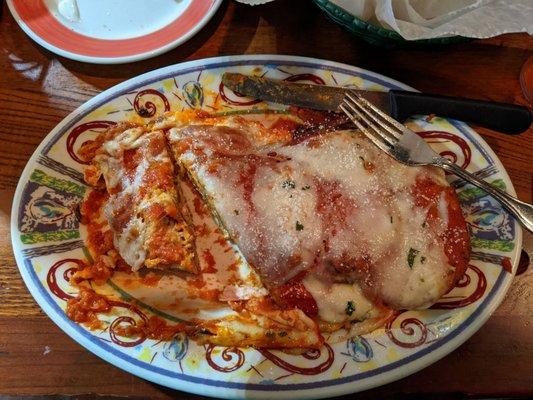 Chicken and eggplant parmesan.