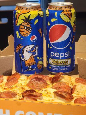 Pineapple Pepsi & pepperoni cheesy bread