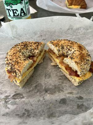 Bacon egg and cheese everything bagel