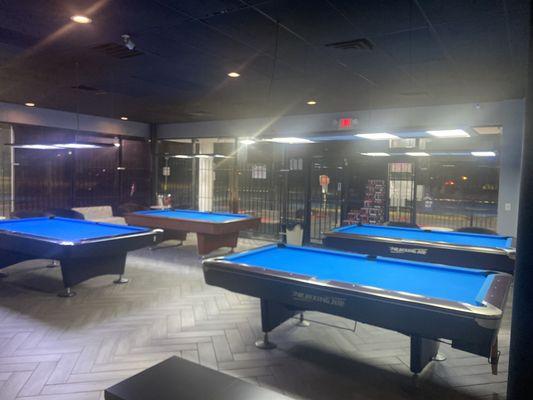 We have Three 8ft Pool Tables & One 9ft Brunswick Gold crown 3. Adding another 9ft Diamond table very soon as well.