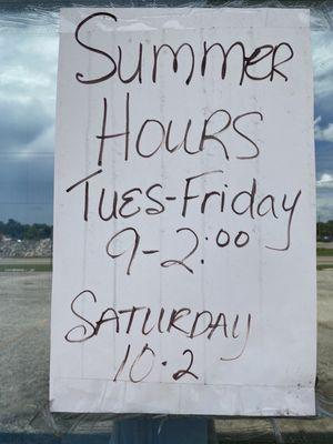 New summer hours