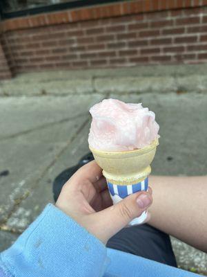 Pink lemonade ice cream in a cake cup