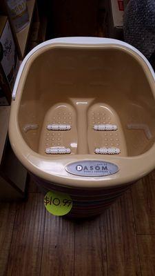 Bucket for foot bath and it has rollers for massage.  I've never seen this before.  $10.  Not bad!!