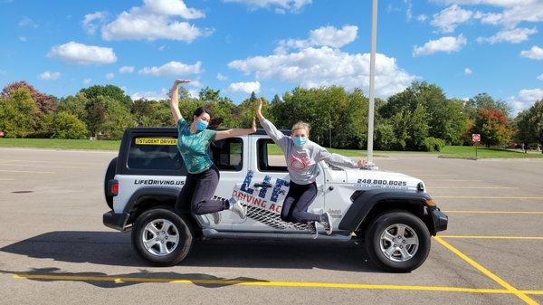 A Girls happy to drive!