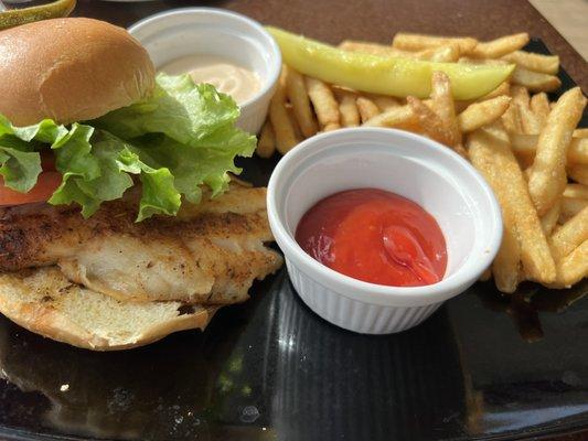 The Blackened Grouper Grab with remolaude sauce and fries. All was excellent!