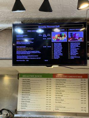 Smoothie Menu 1 as of November 2021