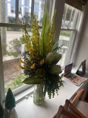 Silk flowers at the office