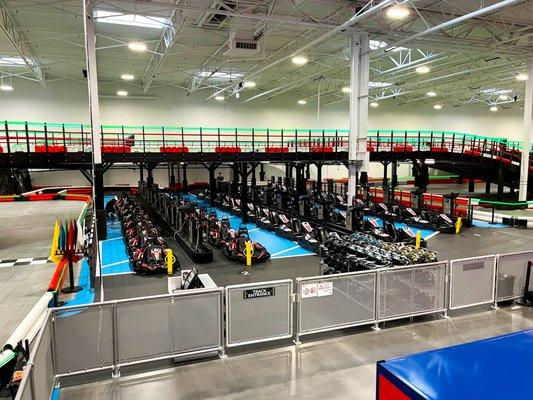 Rows of state-of-the-art all-electric go karts are waiting for you!