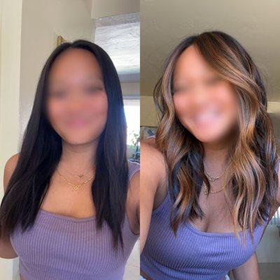 Balayage + face framing cut transformation!