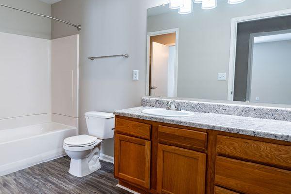 Lancaster Place Apartments in Calera, Alabama photo of a bathroom.