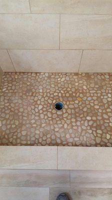 Shower floor tiled