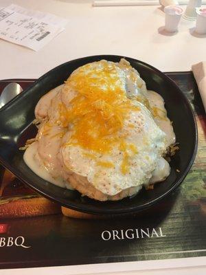 Egg skillet. Tastes great! If you don't like pork they can exchange it for beef.