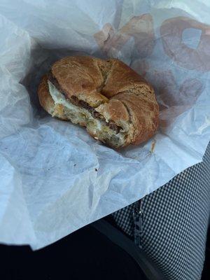 Turkey Sausage Egg and Cheese Croissant.