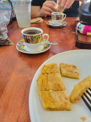 Ethiopian traditional coffee. Look at the beautiful mugs