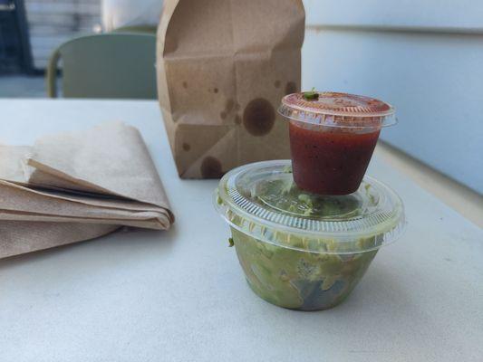 Tiniest guacamole ever for$4.50 chips an additional $3.50