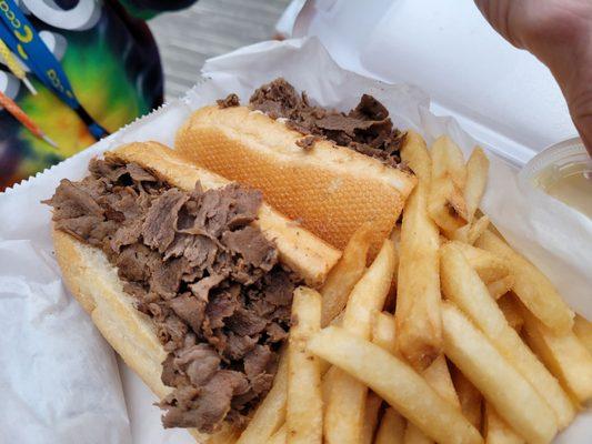 Cheesesteak and fries