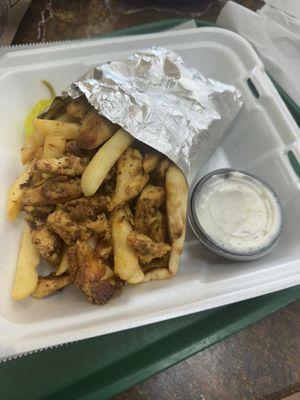 Chicken Gyro with fries in it