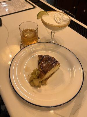 Apple cake was very good. My husband enjoyed a glass of Bowman Brothers bourbon and I opted for the Key Lime Martini. Delicious