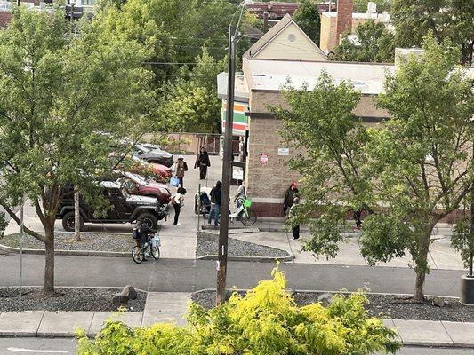 View from my room--the homeless gathering outside 7 Eleven