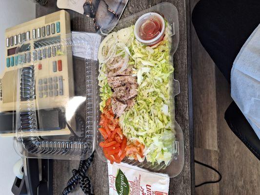 The $12 lettuce salad with a scrap of turkey :(