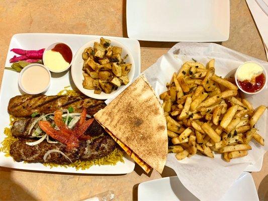 Combo kafta kabob with a side of fries