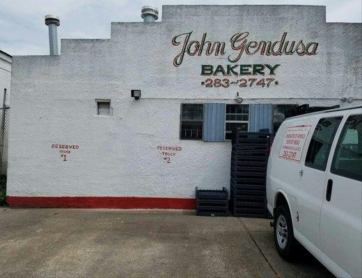 Outside the John Gendusa Bakery.