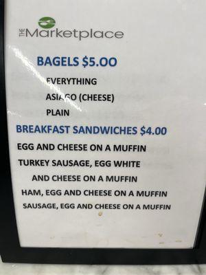 Breakfast menu