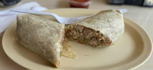 Green chili pork burrito