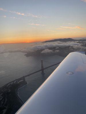 Golden Gate Bridge and sunset