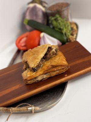 Eggplant and zucchini hand pie