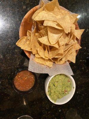 Chips & Salas with side of guacamole