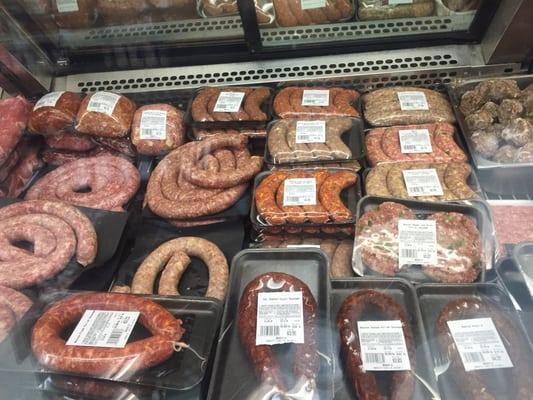 Italian sweet (mild) and hot, pizza sausage, variety of brats