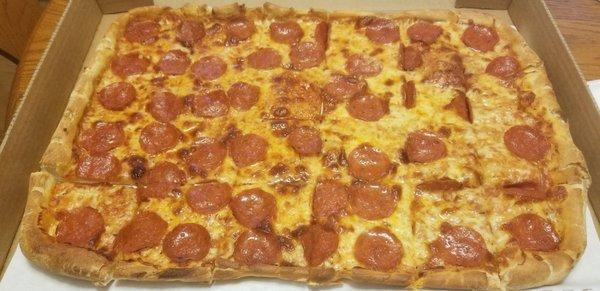 My go to pizza 1/2 sheet pepperoni extra cheese...