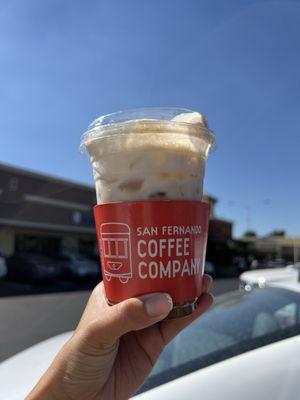 Abuelita latte with horchata cold foam