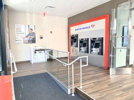 Handicap Accessible entrance with 3 fast-processing ATMs.