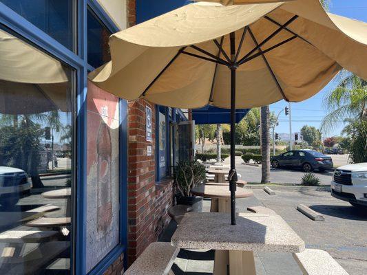 Patio tables outside the door