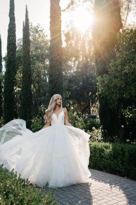 Satin bodice, Ruffle Skirt gown.