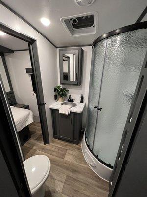 Bathroom with double doors