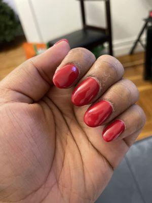 Horrible tip nails. Done today with gel for 155 dollars