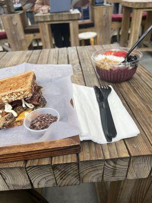 Açaí bowl & Double Trouble sandwich