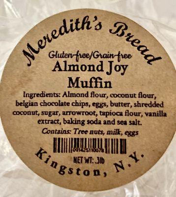 Buy Meredith's Almond Joy Gluten Free Muffins at 97th Street and 2nd Avenue until 11/17/23